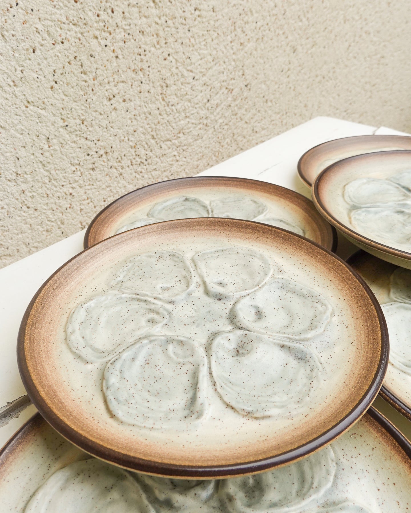 Lot de 6 assiettes à huîtres modèle « Stromboli » de Saint-Amand