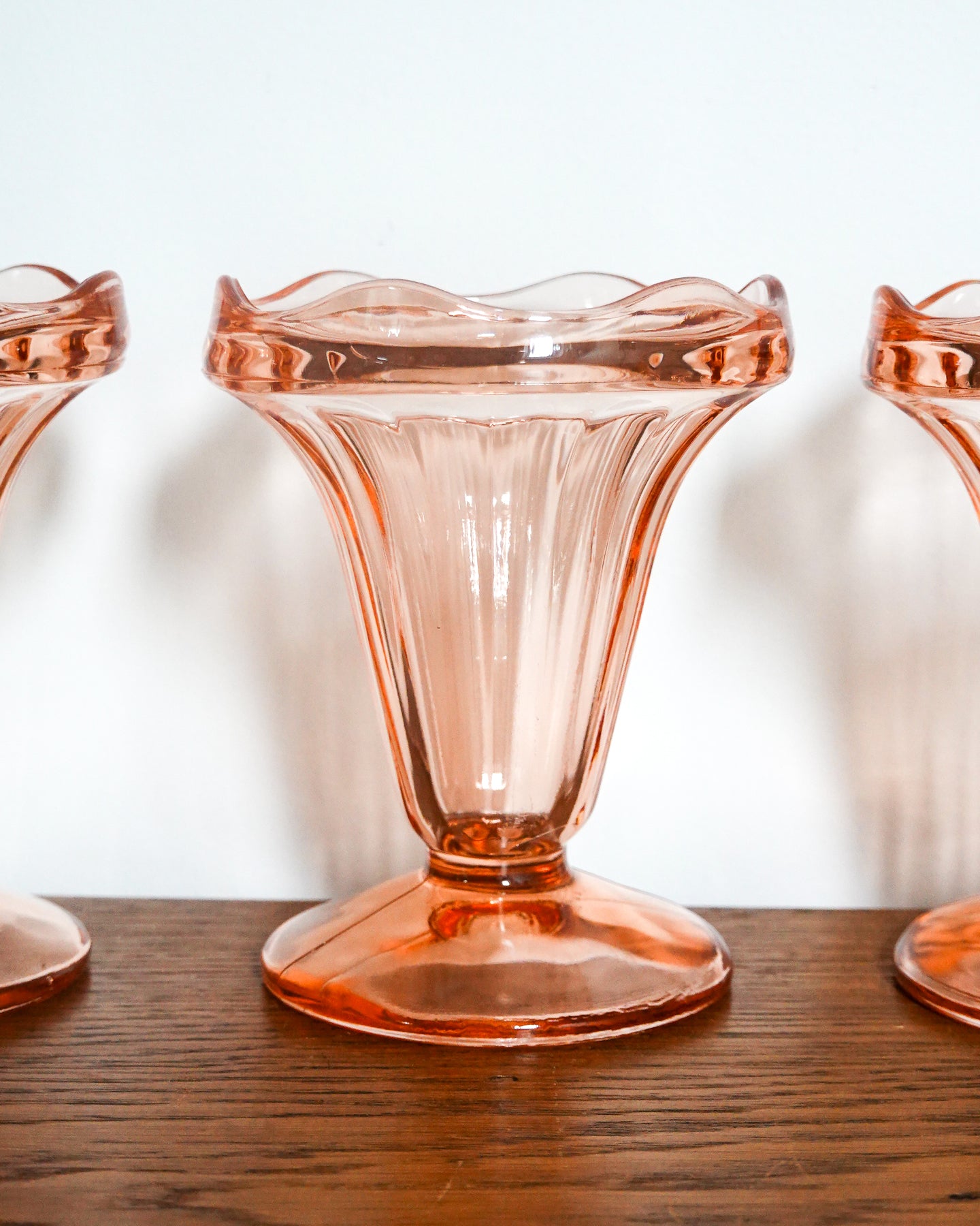 Lot de 6 coupes à glace en verre rose, Luminarc