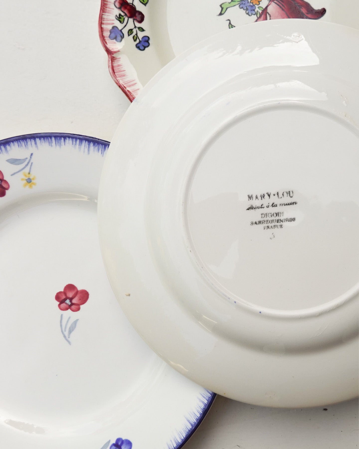 Ensemble de 4 assiettes plates, modèle Mary Lou par Digoin Sarreguemines