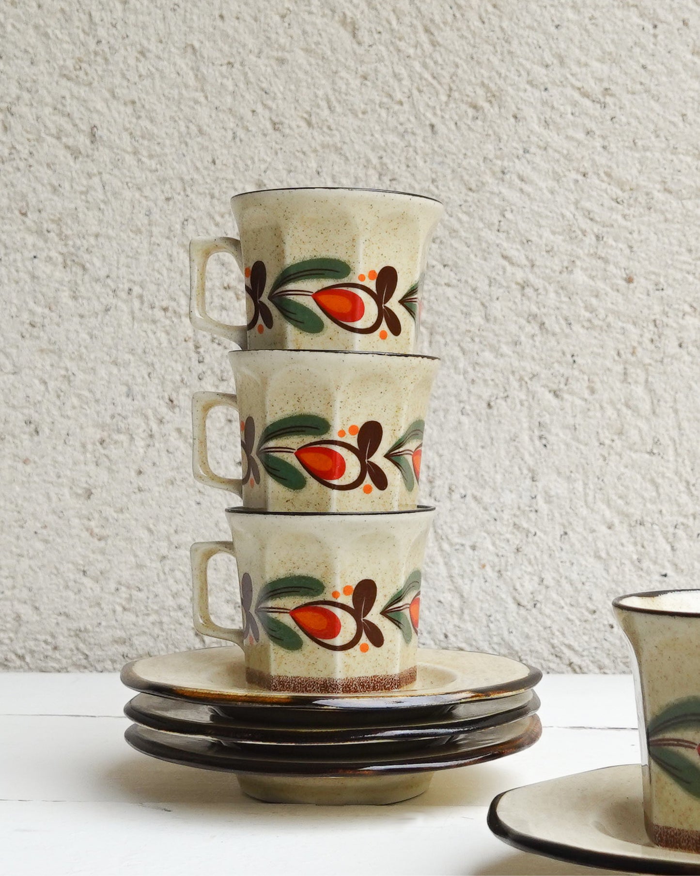 Ensemble de 5 tasses et sous-tasses Weidmann Porzellan, porcelaine italienne rétro