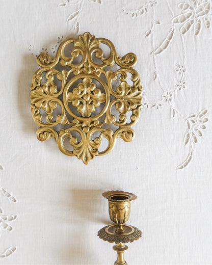 Dessous de plat vintage, laiton doré ancien