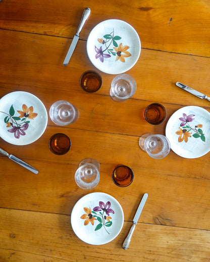 Lot de 4 petites assiettes Sarreguemines et Digoin, peintes à la main, modèle Daniel