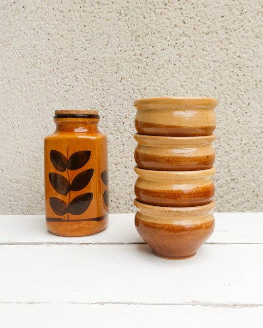 Lot de 4 bols en grès émaillé, Beige et Marron, made in France