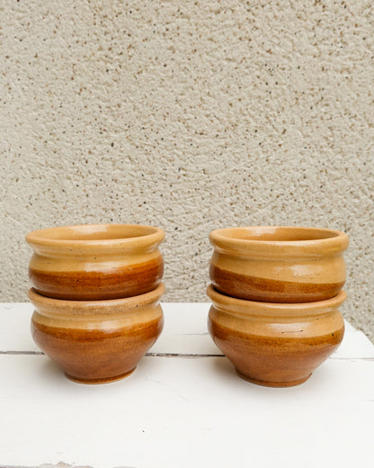 Lot de 4 bols en grès émaillé, Beige et Marron, made in France