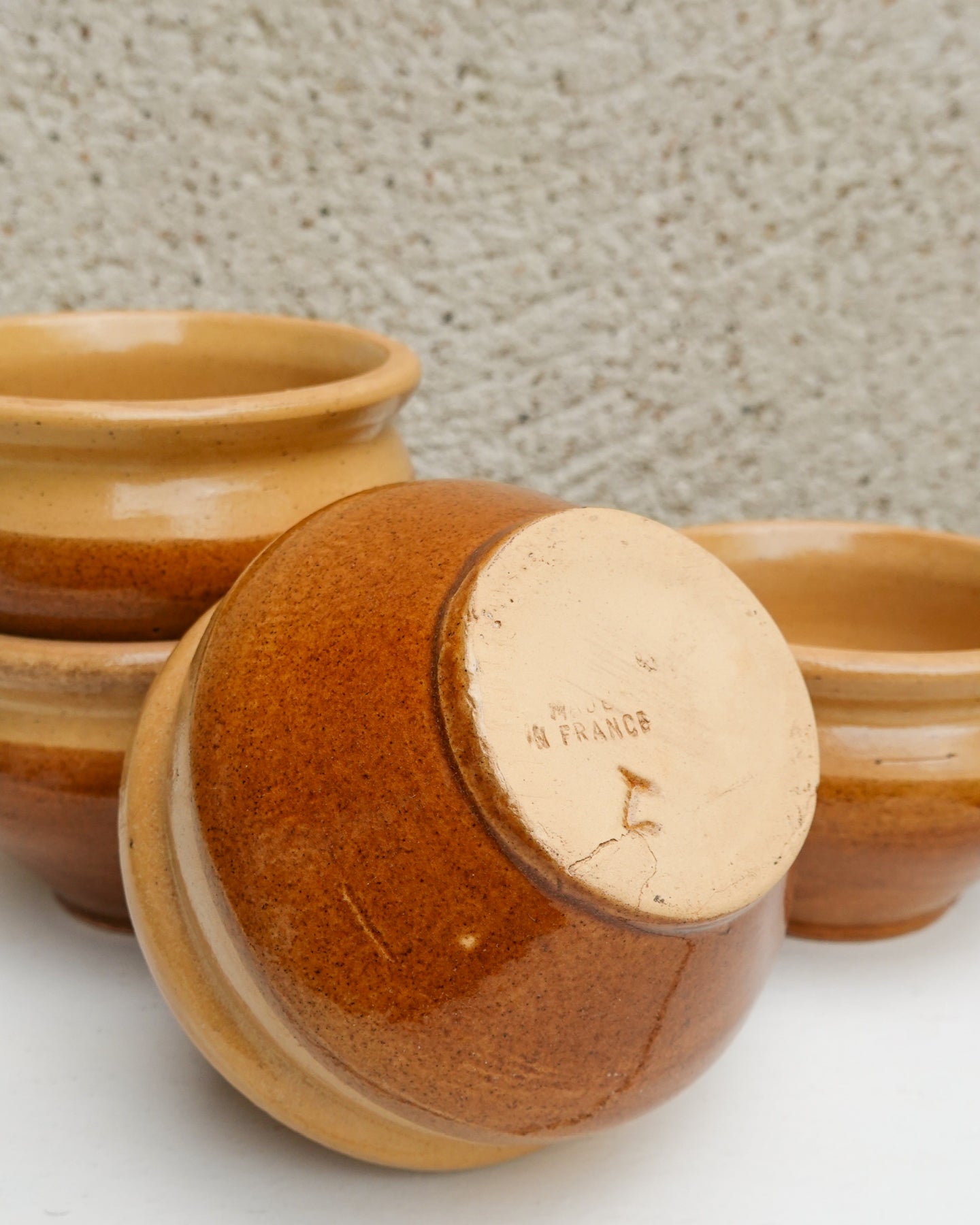 Lot de 4 bols en grès émaillé, Beige et Marron, made in France