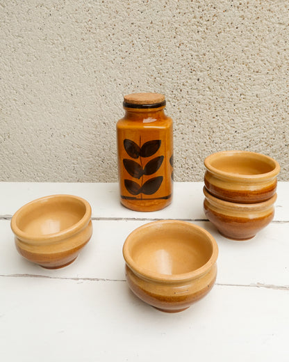 Lot de 4 bols en grès émaillé, Beige et Marron, made in France