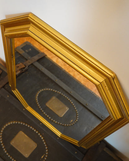 Miroir mural octogonal doré, style Art déco