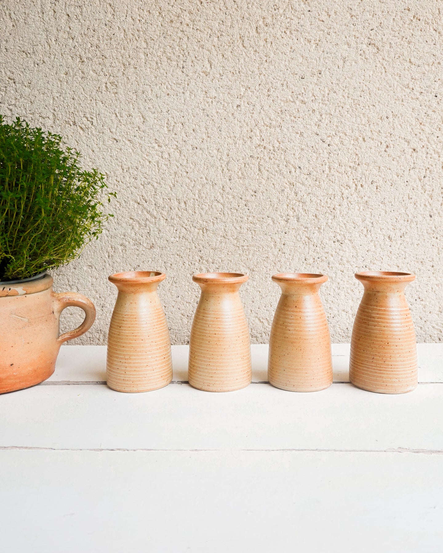 Lot de 4 mazagrans vintage en grès Village CNP